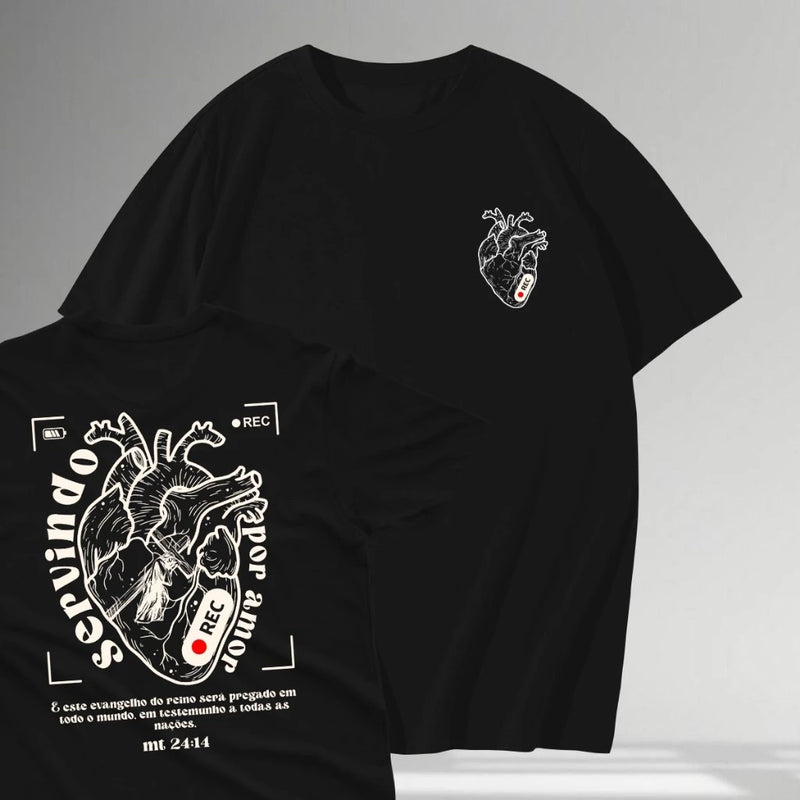 Camiseta Servindo Por amor (Mídia) - Oversized